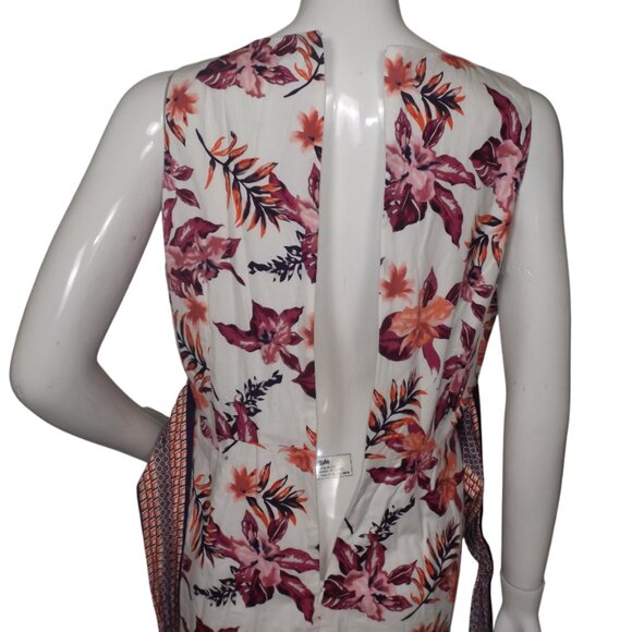 CREMIEUX Dress, 14, Floral, Accent Sash/belt, Sleeveless, White/Purple - Picture 8 of 13